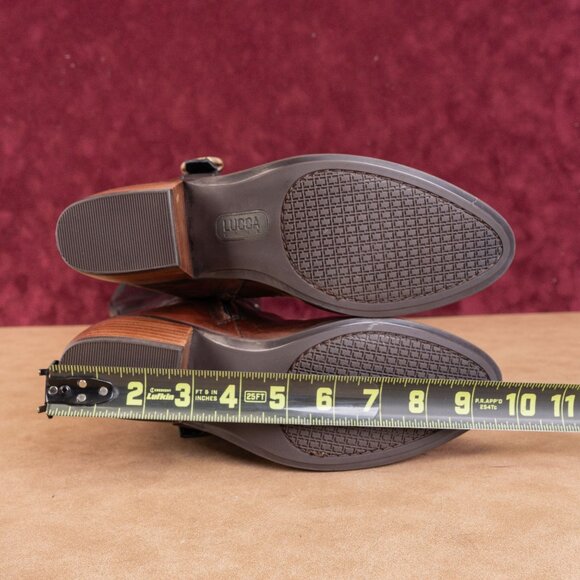 Lucca Lane Wmn Marella Brown Black Leather Riding Equestrian Buckle Boots sz 6.5 - Picture 5 of 11